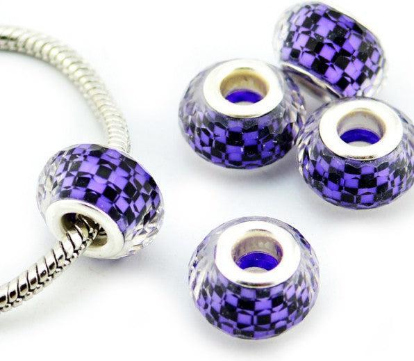Hermex Bead versilbert 925 - Silbrig Violett (Silber 925, Metalllegierung/Acrylglas-Kombination)