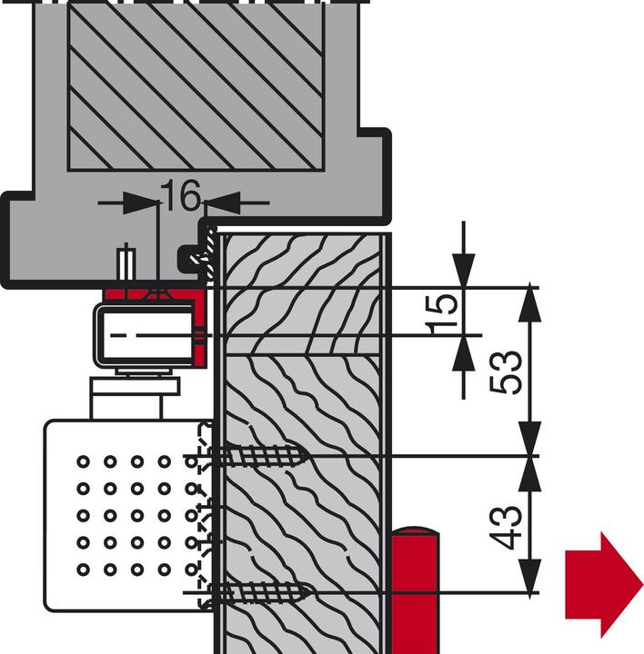 Image du produit Dormakaba Equerre de mandrinage pour glissières G-N (Porte de chambre, Porte d'entrée, Porte en bois, Porte-fenêtre, Intérieur)