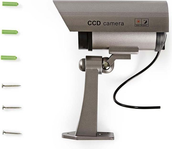 Actual product image Nedis Dummy surveillance camera Sphere IP44 Battery-operated For outdoor use incl. wall bracket