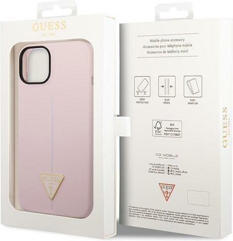 Actual product image Guess GUHCP14SSLTGU iPhone 14 6.1" fioletowy/purple hardcase Silicone Triangle (Apple iPhone 14, Apple iPhone 15, Apple iPhone 13)