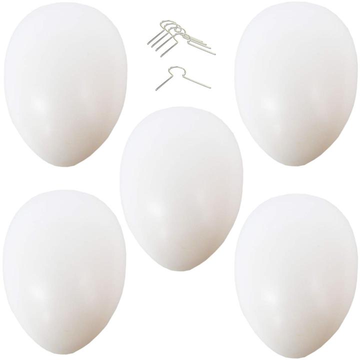 Produktbild trendmarkt24 XXL Kunststoffeier Weiss 5er Pack Aufhänger 14cm Plastik Eier Ostereier Kunststoff Eier (5 x)
