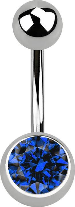 Star Piercing Banane silber mit Kugel und Kugel Kristall dunkelblau (ohne Messing, Titan G23)