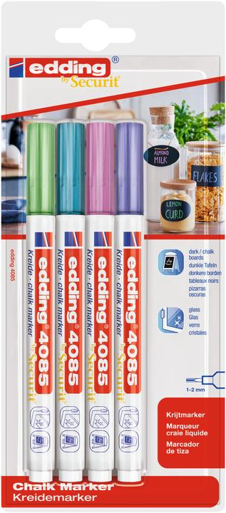 Produktbild Edding Kreidemarker (Metallic-Grün, metallic-violett, Metallic-Blau, Metallic Pink, 2 mm, 4 x)