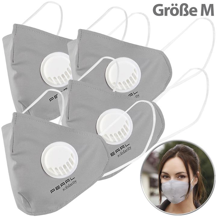 Pearl 4er-Set Mund-Nasen-Stoffmasken mit Ventil (4 x)
