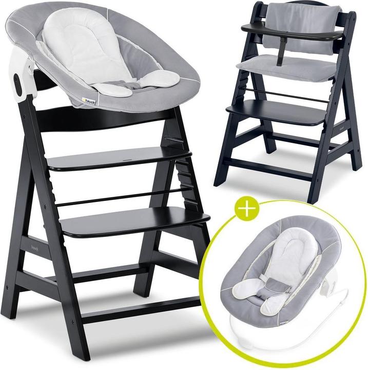 Immagine prodotto Hauck Hochstühle Alpha Plus Black 4-tlg. Newborn Set - Hochstuhl (Seggiolone)