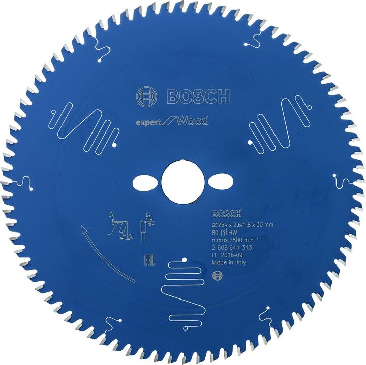 Bosch Professional Zubehör Kreissägeblatt Expert for Wood, 254 x 30 x 2,6 mm, 80