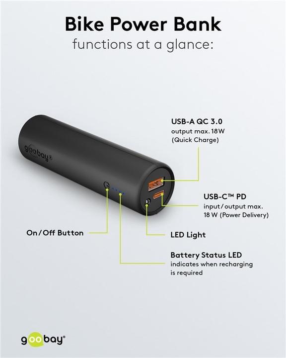 Produktbild Goobay Bike-Powerbank ideal zur Montage am Rahmen (5000 mAh)