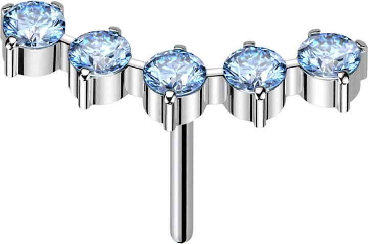 Immagine prodotto Star Piercing Threadless argento curvo cinque cristalli rotondi acqua (Titanio G23, senza ottone)