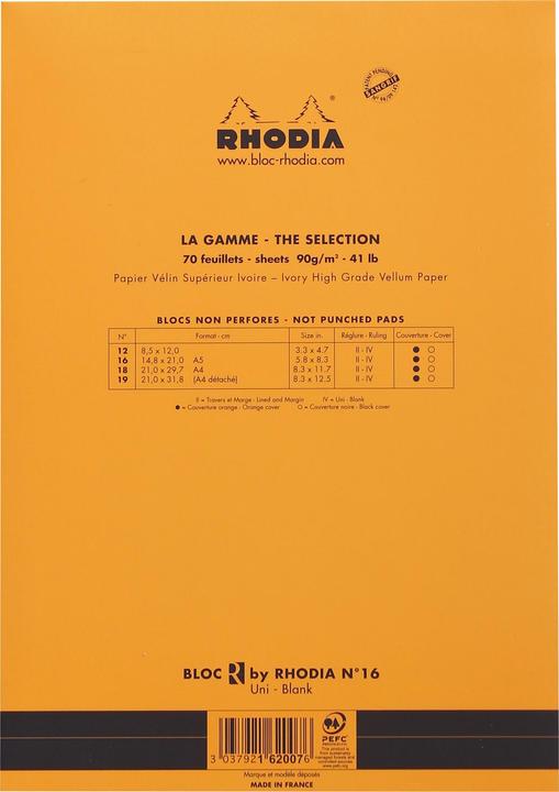 Image du produit Rhodia Bloc-notes (A5, Blanc, Couverture souple)