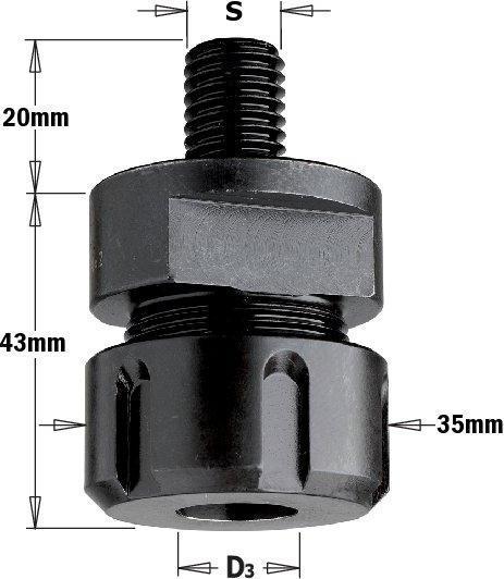 Productafbeelding CMT 796.142.00 Fräsergewinde ER20 für Fräsmaschine 6-12.7 Schaft M14x2