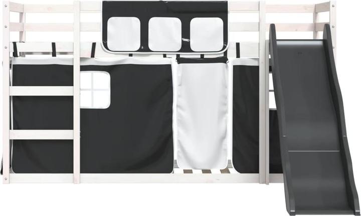 Image du produit VidaXL Lit superposé avec toboggan et rideaux (90 x 200 cm)