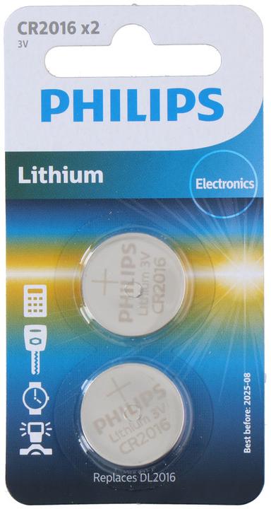 Image du produit Philips Knopfzelle Knopfzelle Lithium CR2016 2 Stück (2 pcs, CR2016, 75 mAh)