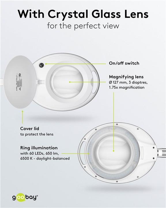 Image du produit Goobay Lampe loupe à pince à LED, 8 W (650 lm)