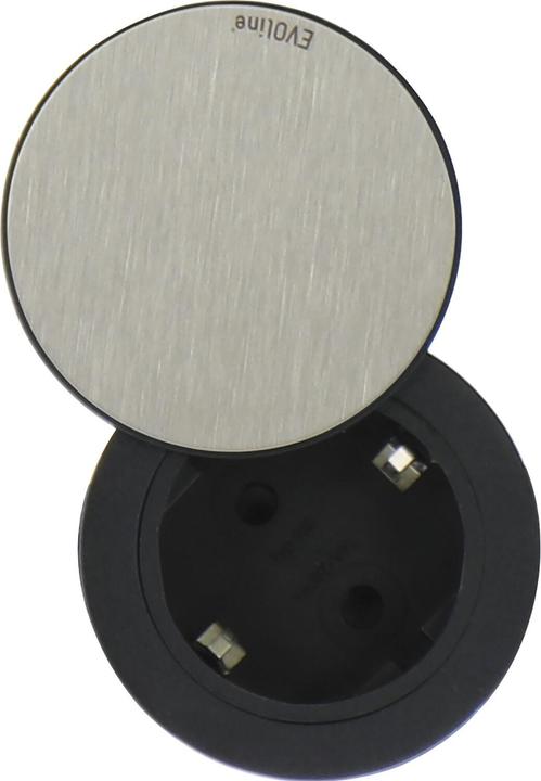 Produktbild Evoline One Einbau Steckdose mit Drehdeckel ø 59 mm 230V,Edelstahl schwarz