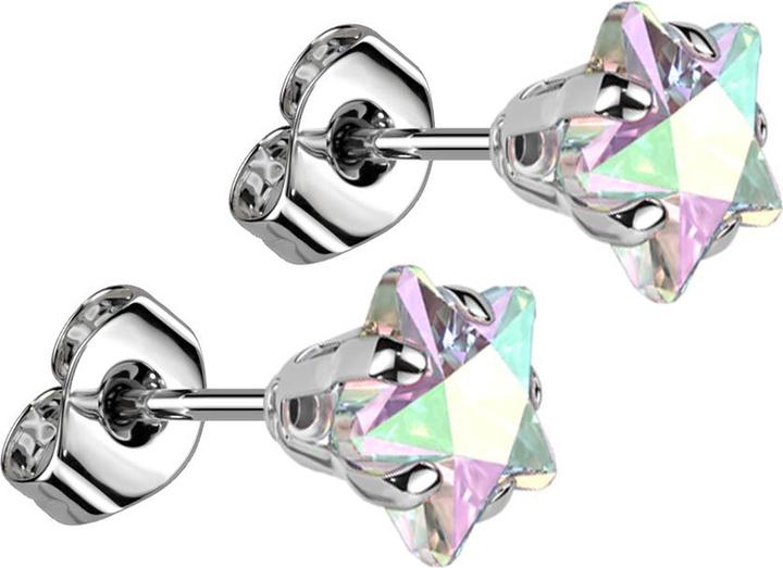 Immagine prodotto Star Piercing Orecchini a perno in argento con stella di cristallo multicolore (senza ottone)