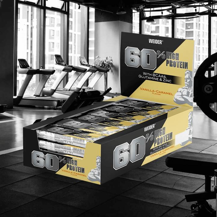 Image du produit Weider Barre protéinée 60% (24 x 45g) (Vanille, Caramel, 24 pcs, 1000 g)
