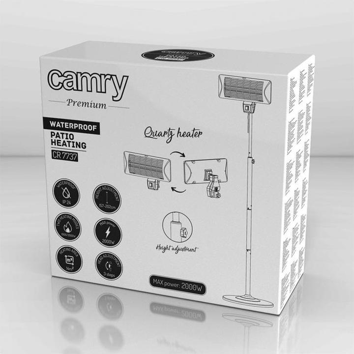 Produktbild Camry Standheizstrahler CR 7737 Terrassenheizstrahler, 2000 W, Anzahl Leistungsstufen 2, geeignet für Schü (2000 W)