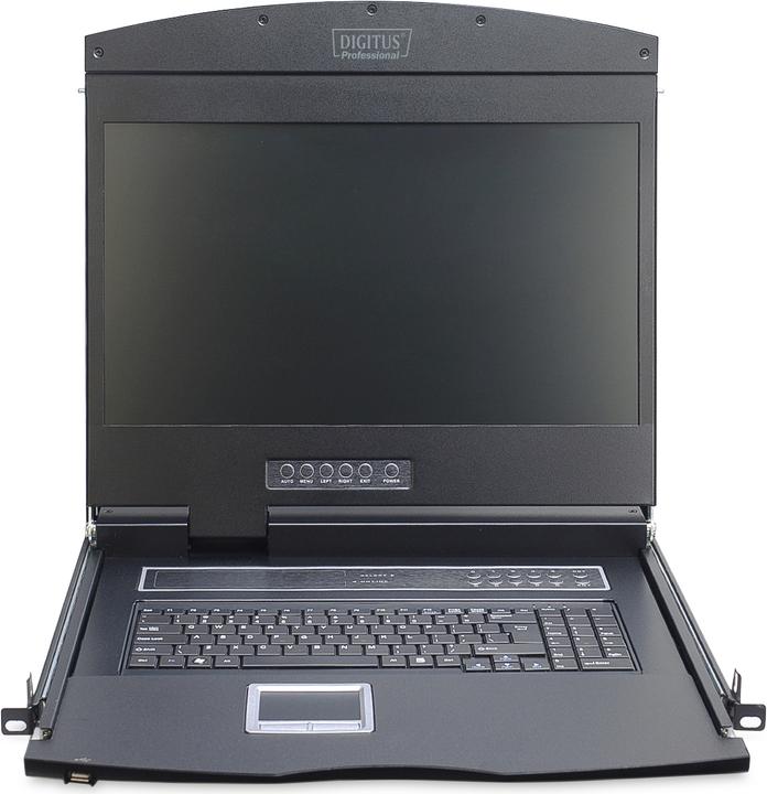 Produktbild Digitus Modulare Konsole mit 19" TFT (48,3cm), 1-Port KVM & Touchpad, US Tastatur