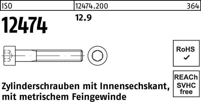 Actual product image Cheese head screw ISO 12474 w.hexagon socket M 12 x1,5 x 30 12.9 (100 Screws per piece)