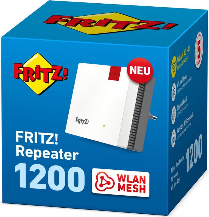 Actual product image AVM FRITZ! repeater 1200 WLAN mesh (866 Mbit/s, 400 Mbit/s)