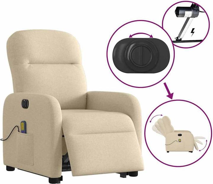 Actual product image VidaXL Electric massage chair with stand-up aid cream fabric