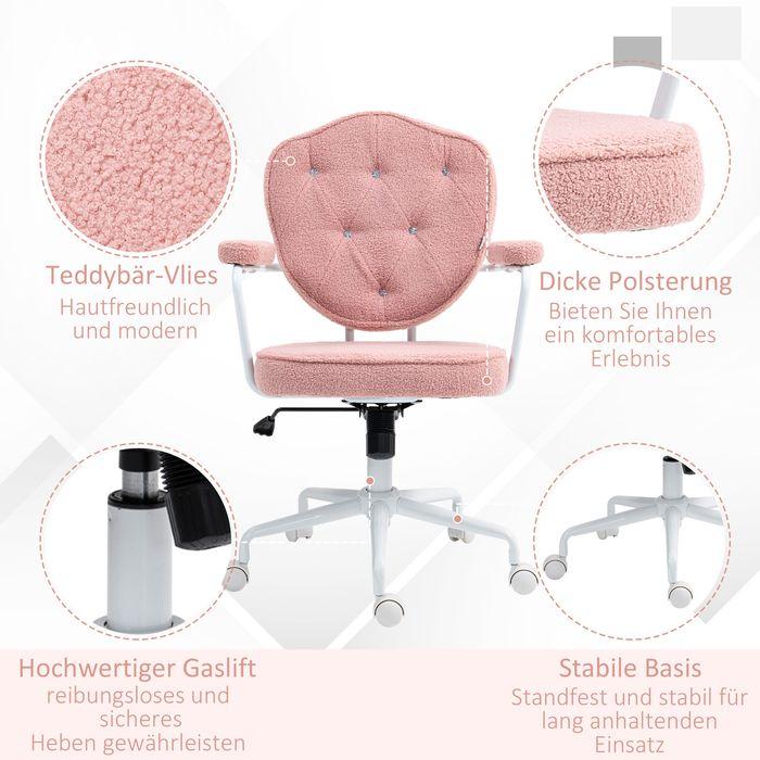 Produktbild Swisshandel24 Bürostuhl, Ergonomisch Schreibtischstuhl mit Wippfunktion, Drehbar, Rosa