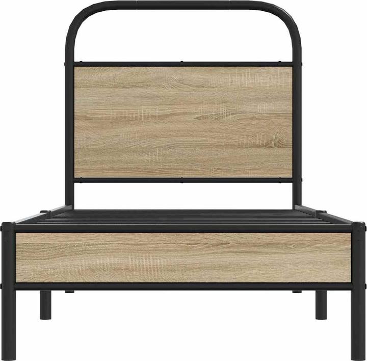 Produktbild VidaXL Bettgestell ohne Matratze 100x190 cm Räuchereiche Holzwerkstoff (100 x 190 cm)