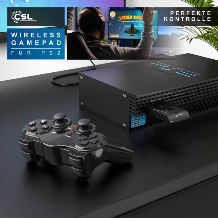 Produktbild CSL PlayStation Controller, Wireless PS2 Gamepad, 2,4 GHz Funk Adapter mit Dual Vibration (PS2)