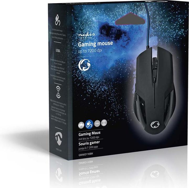 Actual product image Nedis Gaming Mouse | Wired | 1200 / 2400 / 4800 / 7200 dpi | Adjustable DPI | Number of buttons: 6 (Cable)