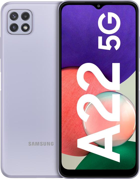 Actual product image Samsung Galaxy A22 5G EU (128 GB, Violet, 6.60", Dual SIM, 48 Mpx, 5G)