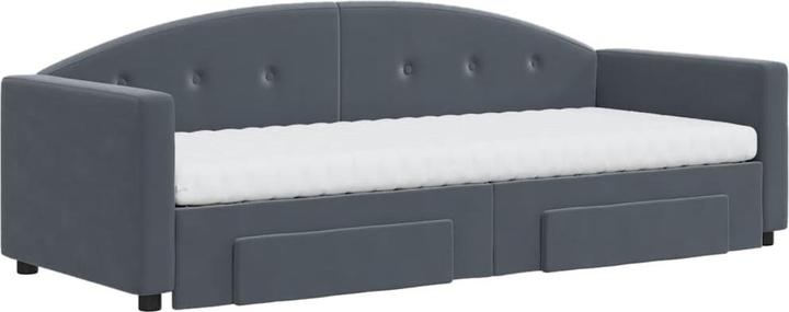 Produktbild VidaXL Tagesbett Ausziehbar Schubladen Schlafsofa Bett Dunkelgrau 80x200 cm Samt