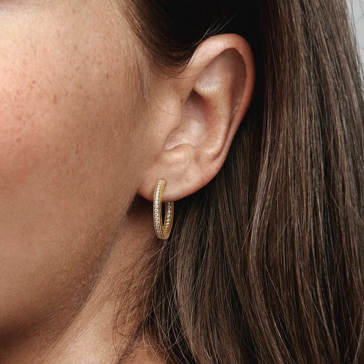 Immagine prodotto Pandora Hoop con logo e pavé (Metallo, Dorato)
