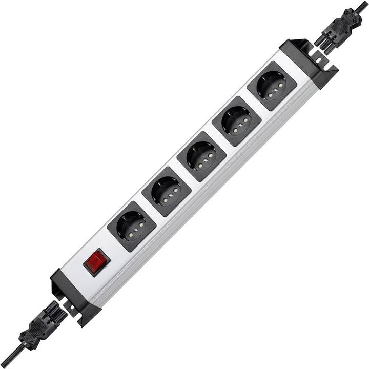 Actual product image Kopp 2.29520015E8 Multiple socket outlet with switch 5-way black, silver GST18i connection socket (5 x, GST18)