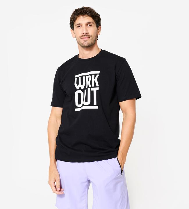 Domyos T-Shirt Herren Baumwolle Regular - schwarz