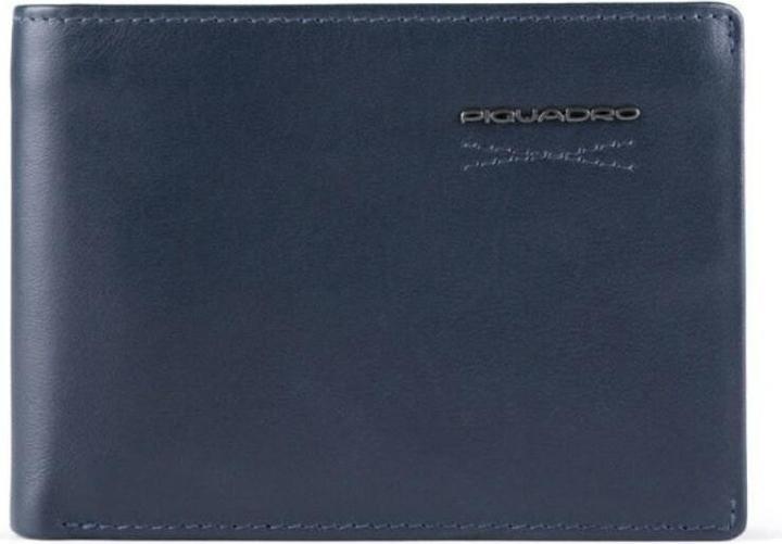 Actual product image Piquadro Obidos, Leather Wallet, Coin Holder, Blue, For Men
