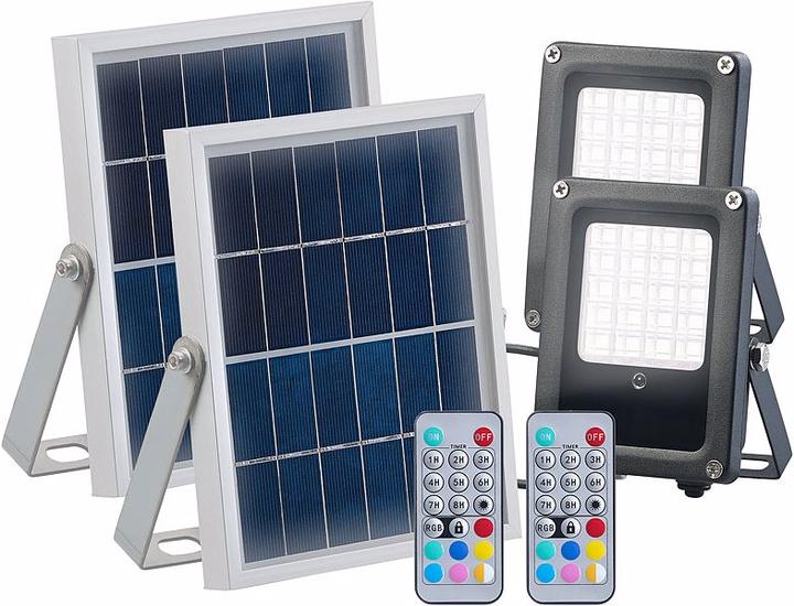 Produktbild Luminea 2er-Set Solar-LED-Fluter (IP65)