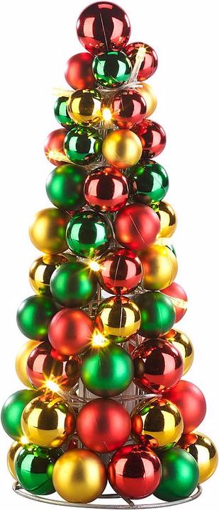 Produktbild Britesta 2er-Set LED-beleuchtete Weihnachtsbaum-Pyramiden mit bunten Kugeln