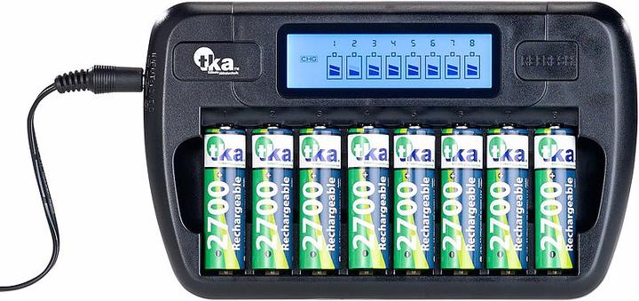 Produktbild TKA Ladegerät für 8 AA(A)-Akkus (1 Stk., AA, AAA, 500 mAh, Ladegerät ohne Akku)