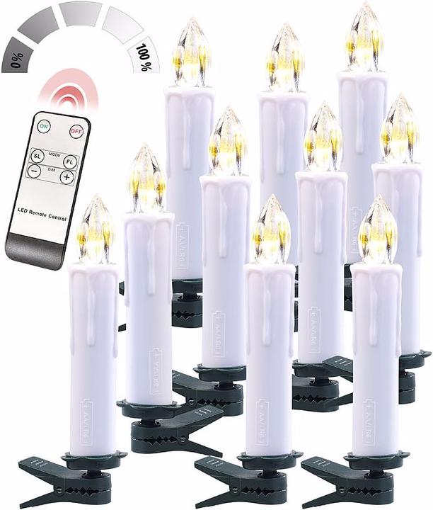 Produktbild Lunartec Funk-Weihnachtsbaum-LED-Kerzen mit Fernbedienung (10 x)