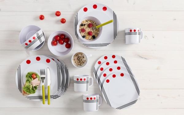 Produktbild Berger Dots Melamin Geschirr-Set 16-tlg. Rot (16 Stück)