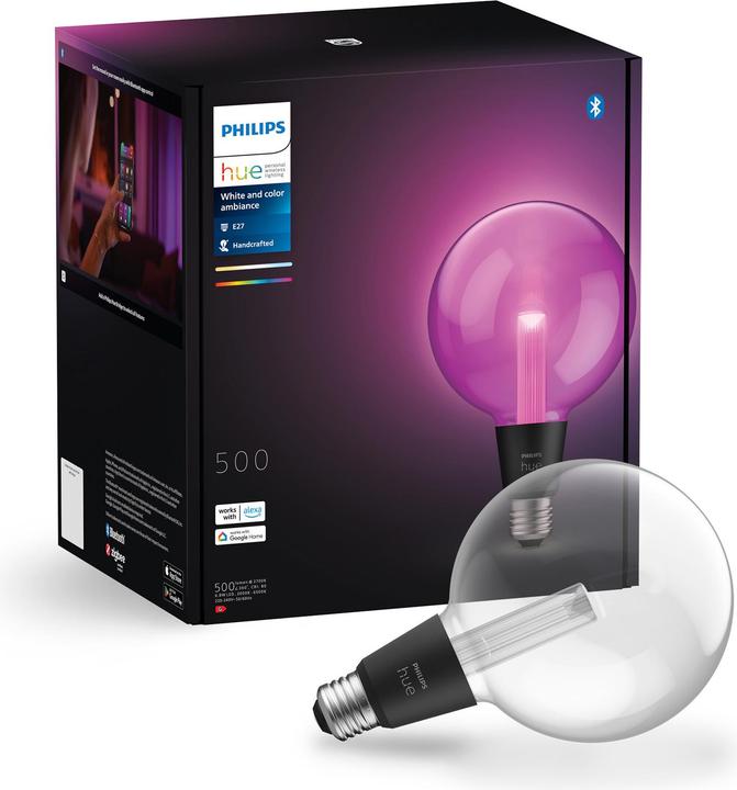 Productafbeelding Philips Hue Witte & gekleurde sfeerlichtgids reuze wereldbol (E27, 6.80 W, 500 lm, 1 x, G)
