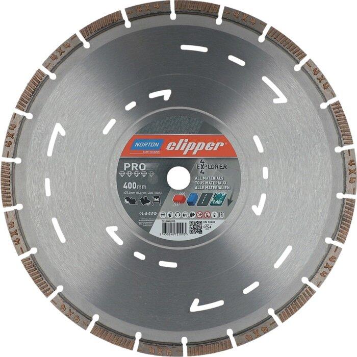 Actual product image Saint-Gobain Diamond saw blade 4x4 Explorer D.400mm Bohr.25,4mm 3,2mm 12mm NORTON CLIPPER