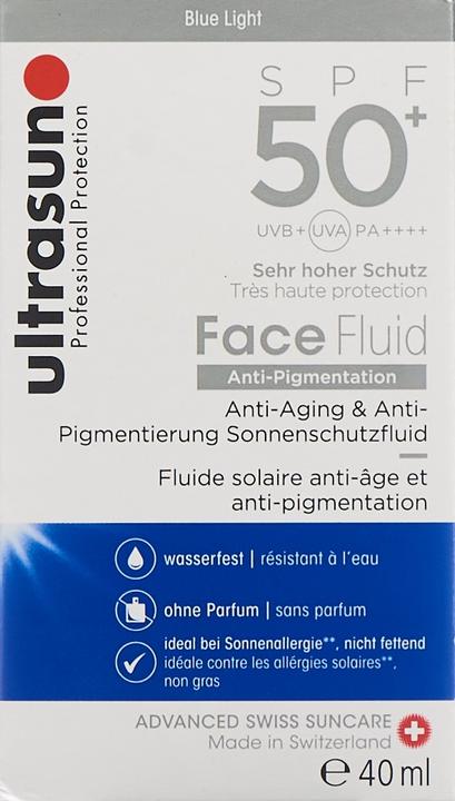 Etichetta energetica Ultrasun Fluido viso anti-pigmento (Crema solare viso, SPF 50, 40 ml, 69 g)