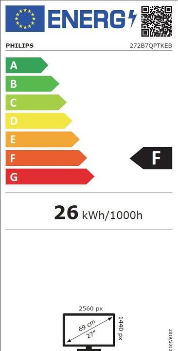 Energie-Label Philips B-line 272B7QPTKEB (2560 x 1440 Pixel, 27")