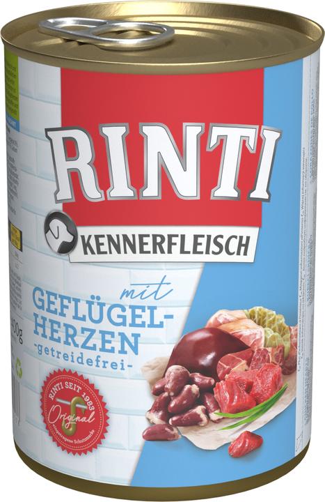 Rinti Nourriture pour chiens humide Coeurs de volaille pur 1 paquet 24x400 g (Adulte, 1 pcs, 400 g)