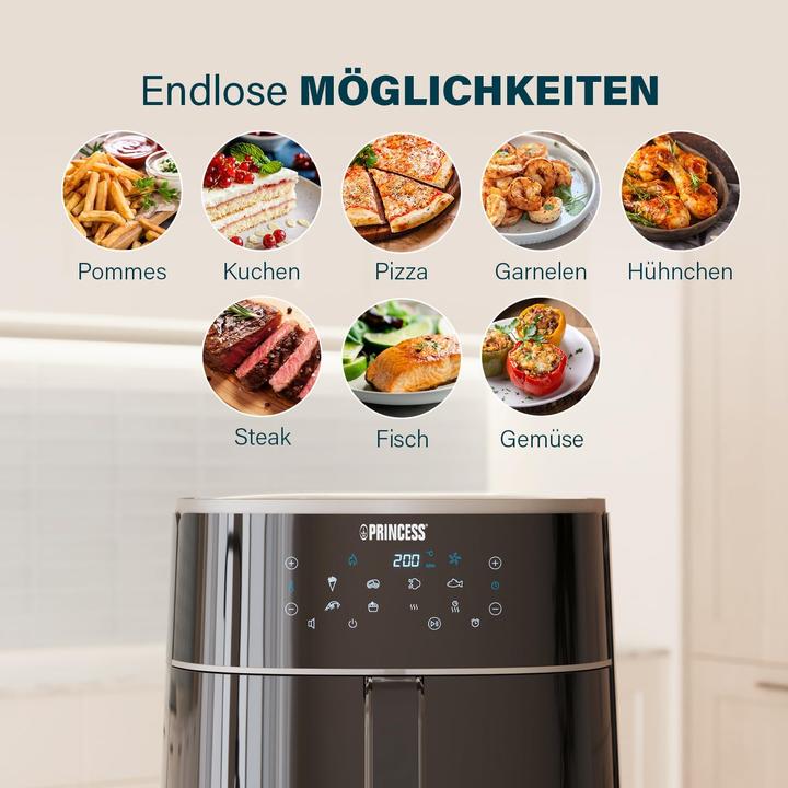 Actual product image Princess 01.182244.01.001 Deep fryer Single 6 L Independent 1500 W Hot air fryer Black
