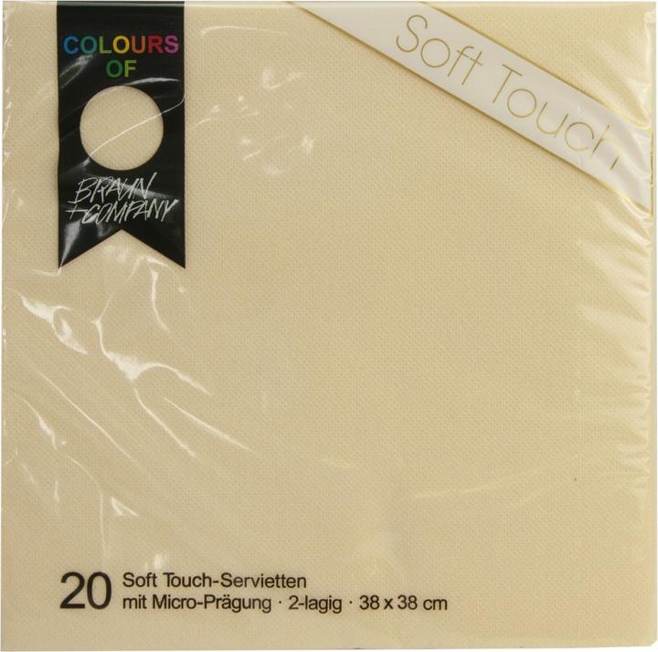 Produktbild Braun + Company Servietten Uni Soft Touch 38x38 cm cream 20 Stück lagig (20 x, 38 x 38 cm)