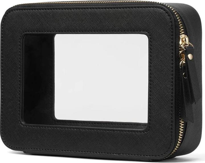 Only-Bags.Store Mini klar Make-up Tasche Pu Vegan Kunstleder niedlich kleine sichtbare Fenster Lagerung