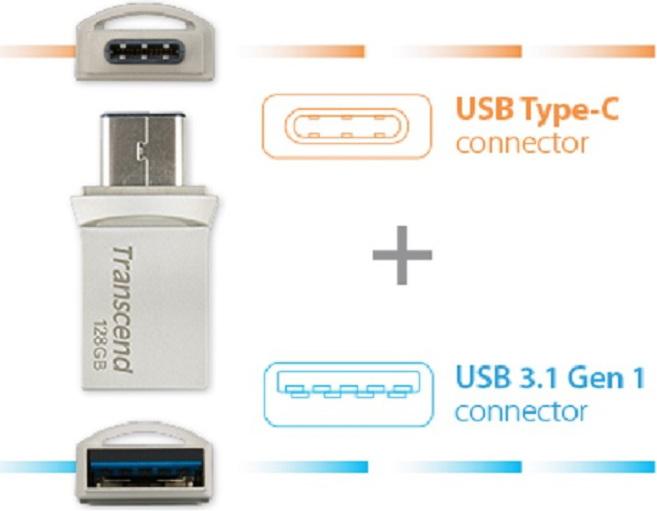 Productafbeelding Transcend JetFlash 890 (128 GB, USB-A, USB-C)