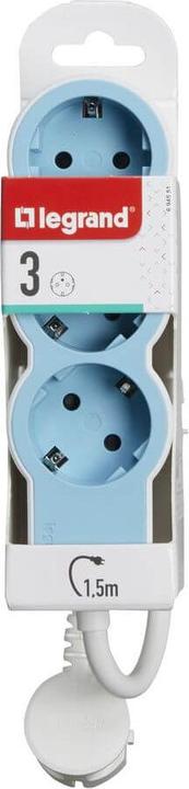 Actual product image Legrand Flat multiple socket outlet 3x socket outlet, 1.5 metre cable Soft Blue 694551 (3 x, CEE7)